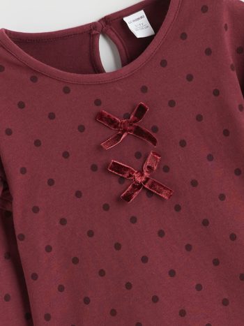 LCW Kids Burgundy Polka Dot Round Neck T-Shirt