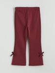 LCW Kids Burgundy Bow Flared Leggings for Girls