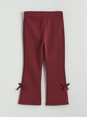 LCW Kids Burgundy Bow Flared Leggings for Girls