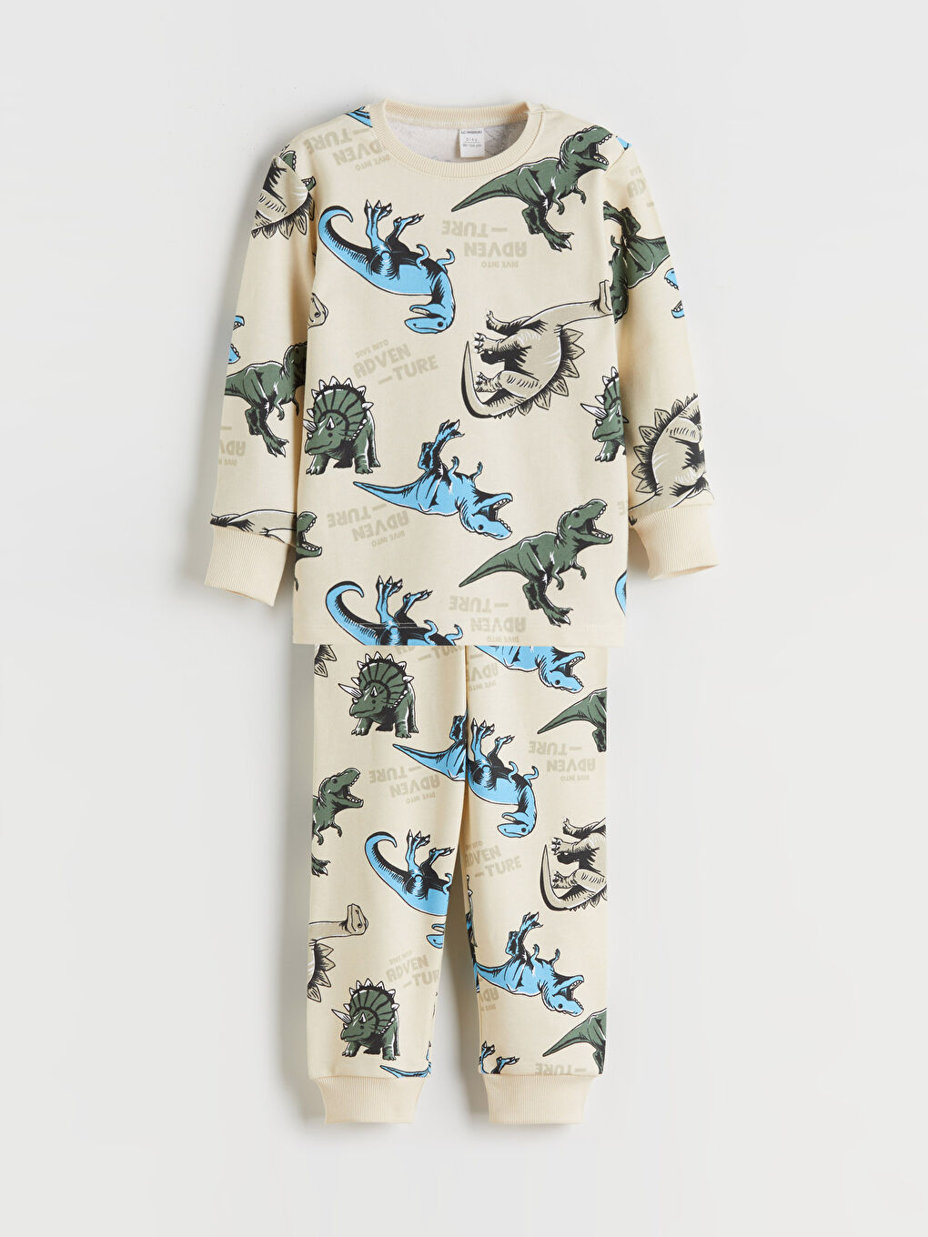 l_20252-w5n332z1-lqb_a.jpg LCW Kids Beige Dinosaur Print Boys Pajama Set