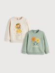 LCW Baby Pink Crew Neck Girls Sweatshirt Set