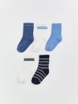 LCW Baby Blue Striped Boys' Ankle Socks Set of 5