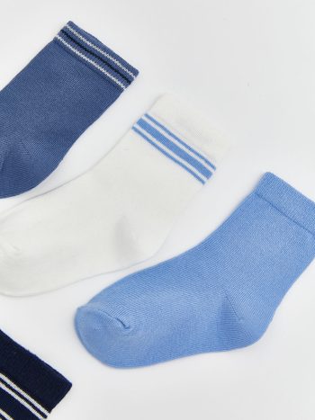 LCW Baby Blue Striped Boys' Ankle Socks Set of 5