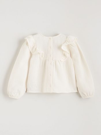 LCW Kids Cream Floral Muslin Baby Collar Blouse