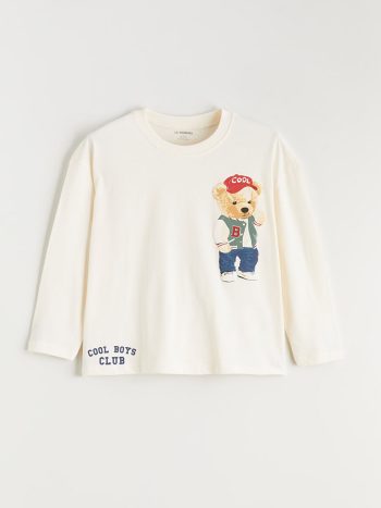 LCW Kids Beige Cute Bear Printed Boys T-Shirt