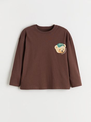 LCW Kids Brown Cute Bear Printed Boys T-Shirt