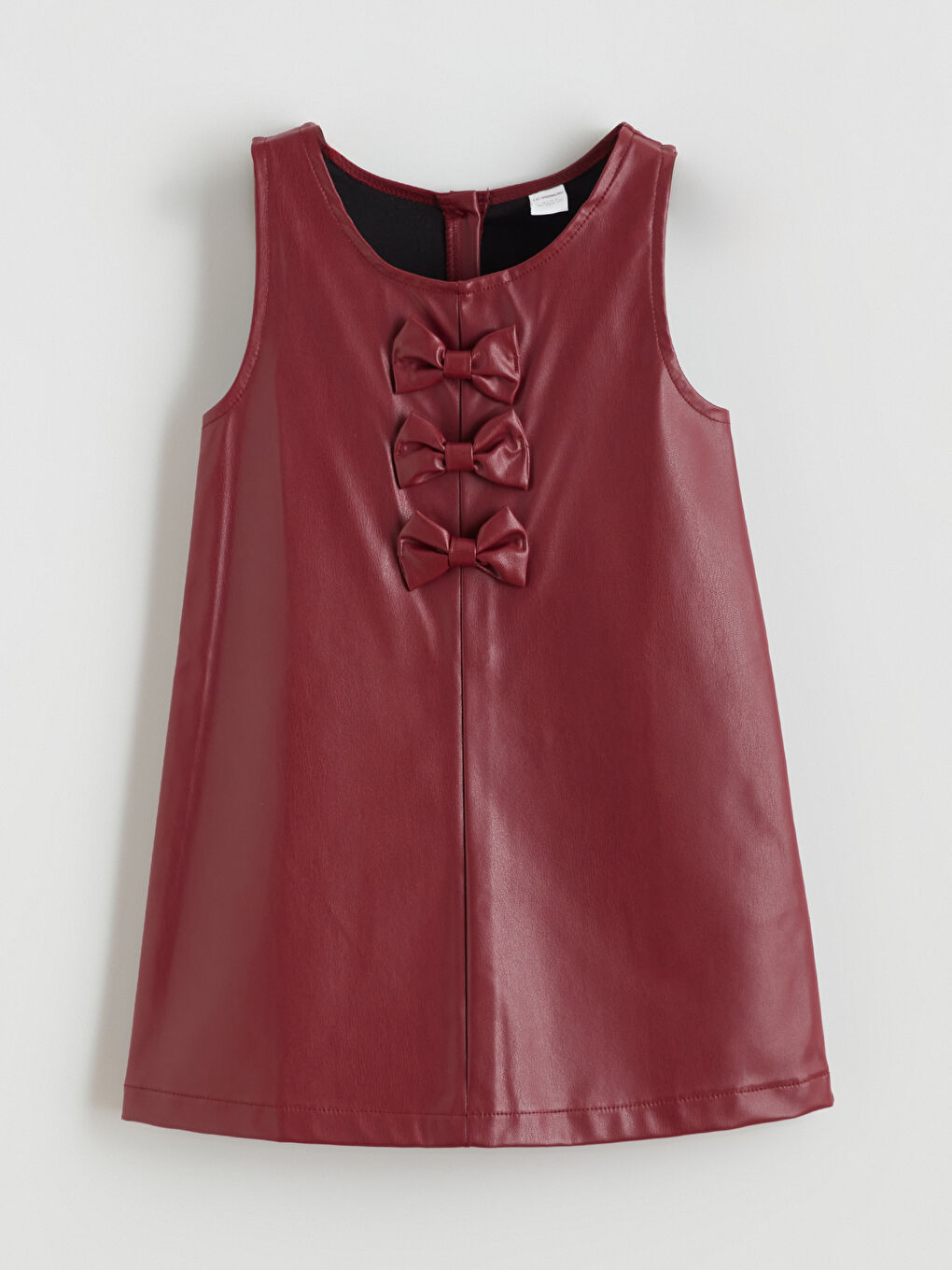 l_20252-w5n922z1-2dz_a1.jpg LCW Kids Burgundy Bow Detail Faux Leather Dress and Tights