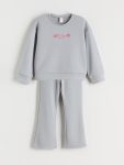 LCW Kids Gray Crew Neck Sweatshirt and Pants for Girls