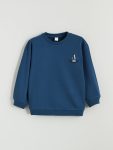 LCW Kids Navy Blue Embroidered Boys Sweatshirt
