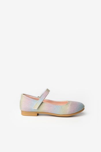 Multicolored Glitter Rainbow Ballet Flats for Girls