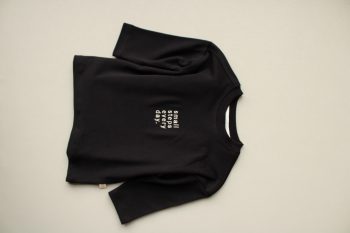 Black Embroidered Oversized Long Sleeve T-Shirt