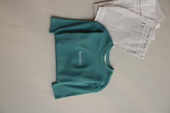 Green Embroidered Oversized Long Sleeve T-Shirt